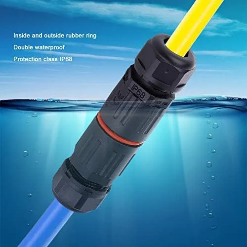 Vista 5 de 10 unids IP68 impermeable conector 3pin extensión al aire libre enchufe enchufe cable cable de alambre para coche camión barco interior/exterior