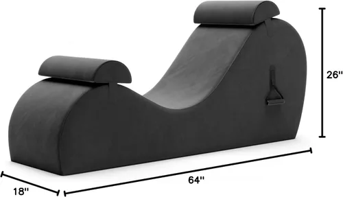 Vista 3 de Avana Chakra Yoga Chaise - 2 reposacabezas ajustables y asas con correas ajustables, micro terciopelo/microbucle, negro y gris