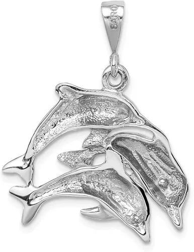 Vista 4 de Noble Collections 14k White Gold Dolphin Charm (23x31 mm)