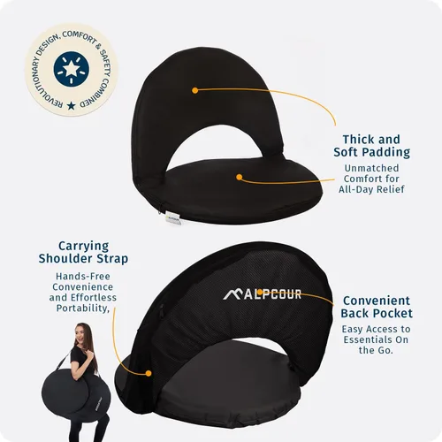 Vista 4 de Alpcour Asiento plegable para estadio – Silla de lujo reclinable impermeable para campamento al aire libre para gradas – Los mejores asientos de 6