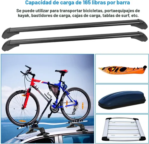 Vista 3 de Barras transversales universales para techo, barras transversales de aluminio de 43 pulgadas con bloqueo antirrobo, marco de ventana ajustable