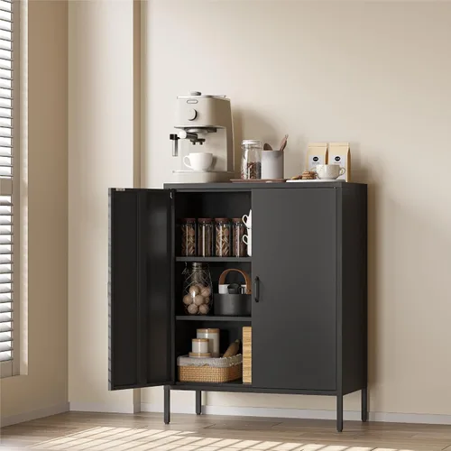 Vista 11 de COFaR Soporte de TV para televisores de hasta 75 pulgadas, consola multimedia de 40 pulgadas de largo con puertas de ventilación, centro de Negro