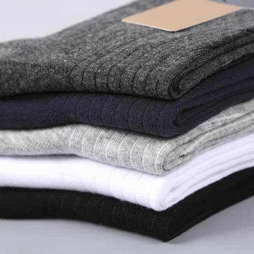 Vista 5 de Calcetines de algodón para hombre, calcetines clásicos de negocios, 5 pares, suaves y cómodos