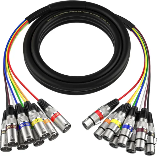 Vista 10 de EBXYA Cables XLR de serpiente de 3 pies de 4 colores, cable de micrófono XLR macho a hembra de 4 canales, para grabación en vivo, estudios