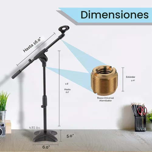 Vista 2 de PMKS7 Pedestal para micrófonos con base compacta Pyle-Pro