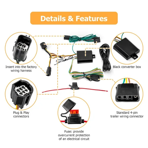 Vista 2 de WeiSen Arnés de cableado de remolque personalizado de 4 pines para enganche de remolque compatible con Chrysler Town and Country 2011-2016