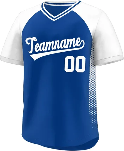 Vista 20 de Camiseta de béisbol personalizada con cuello en V para hombres, mujeres y jóvenes, camisetas de béisbol personalizadas con costuras o estampadas
