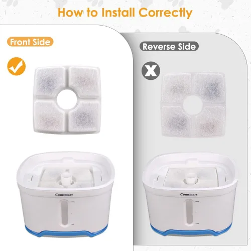 Vista 5 de Comsmart Juego de filtros de fuente para mascotas, 3 filtros de fuente de agua de repuesto para gatos con sistema de filtración triple para fuente