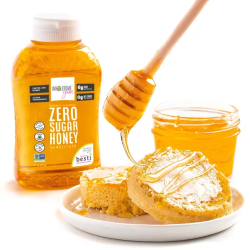 Vista 4 de Wholesome Yum Sustituto de miel cero azúcar (paquete de 2) – Alternativa natural de miel sin azúcar con fruta de monje y alulosa – Cero