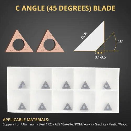 Vista 4 de AMTOVL 10 cabezales de corte triangular, ángulo C para máquina de biselado neumática, insertos de torneado de carburo para mini chaflán de aire