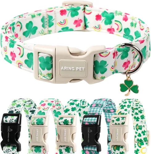 Vista 23 de ARING PET Collar de Navidad para perro, lindo collar de copos de nieve populares rojo y verde con hebilla de liberación rápida para cachorros