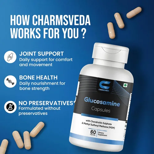Vista 3 de Cápsulas de glucosamina con condroitina y MSM - Apoya la salud de las articulaciones y los músculos, el bienestar general y el apoyo inmunológico*