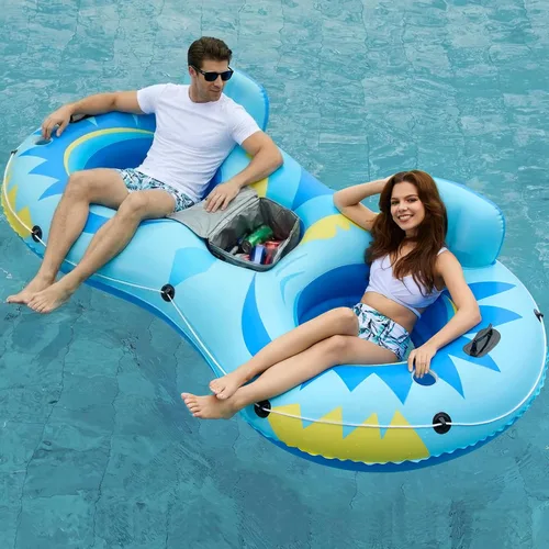 Vista 11 de Jasonwell Inflatable River Tube Float - 2 Person Heavy Duty Pool Float with Removable Cooler, Lake Water Tubes for Floating, Raft Lounge Floatie