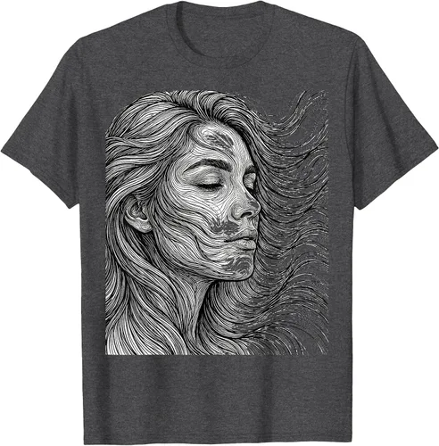 Vista 7 de Wild Hair in the Breeze Illustration T-Shirt Pink