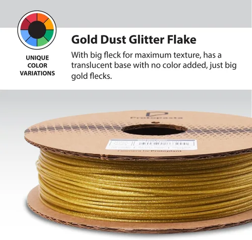 Vista 3 de Protopasta Filamento para Impresora 3D Filamento PLA 1.75mm Oro Polvo de Brillo HT PLA Carrete de 500g