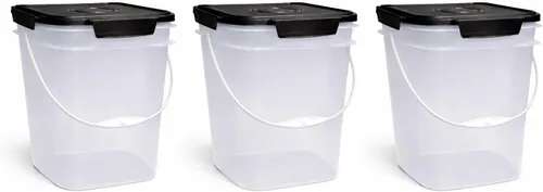 Vista 25 de House Naturals Cubo cuadrado de grado alimenticio de 4 galones con asas de plástico y tapa (paquete de 3) recipientes fabricados en Estados Unidos