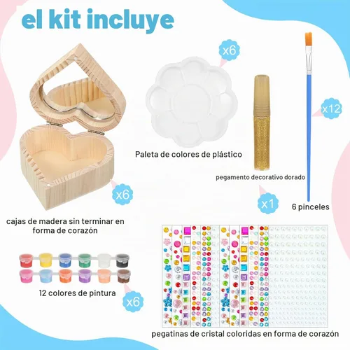 Vista 2 de Kigley Juego de 6 cajas navideñas para pintar tu propio corazón