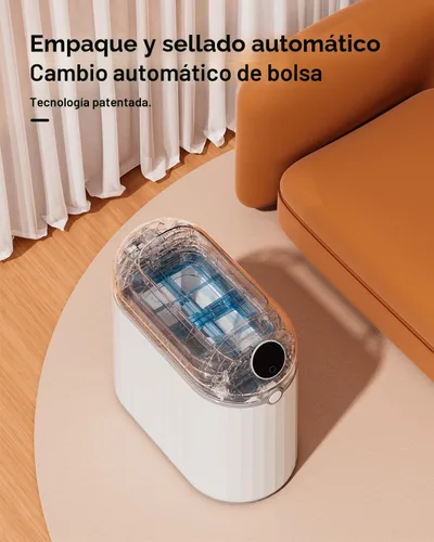 Vista 2 de Basurero automático sin contacto para baño, autosellado y autocambiante, cubo de basura inteligente con sensor de movimiento con tapa, 2.7 galones