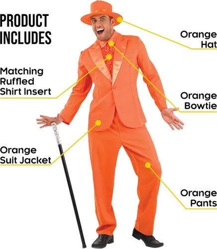 Vista 2 de fun shack Tuxedo Costume Men (2 Colors), Orange & Blue Suit Costume, Movie Character Costumes Men, 90s Halloween Costumes Men