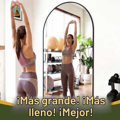 Vista 4 de MELOMOIR - Espejo de piso grande de 76 x 44 pulgadas, espejo independiente arqueado de longitud completa para dormitorio, sala de estar, vestidor