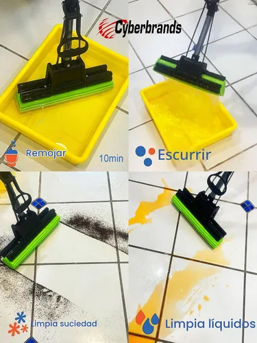 Vista 5 de PVA Trapeador profesional de espuma de esponja de doble rodillo ultra absorbente