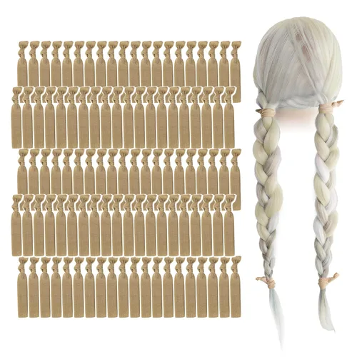 Vista 45 de MEEDEE Paquete de 100 lazos para el cabello, color negro, sin pliegues, nudos suaves para mujeres, sin daño, adecuado para colas de caballo, yoga