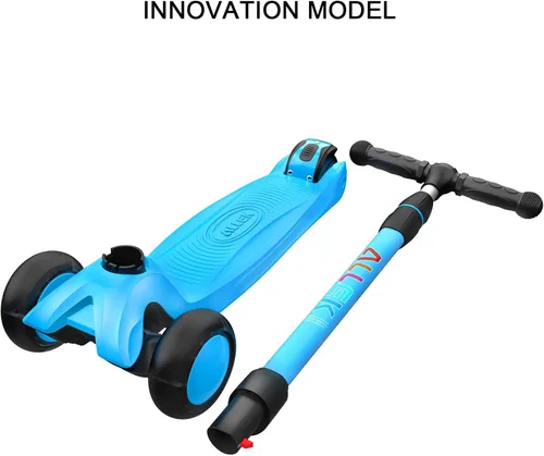 Vista 7 de Allek - Kick Scooter B03. Monopatín de 3 ruedas con ruedas de PU extra anchas y luminosas, sistema Lean 'N Glide, manillar ajustable a cualquier