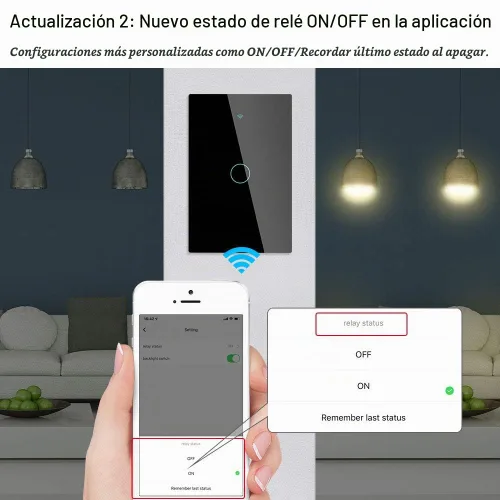 Vista 3 de MoesGo - Interruptor inteligente táctil de pared WiFi RF433 de segunda generación Smart Touch Wall Single Fire, no se necesita cable neutro