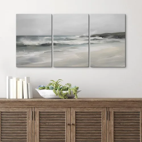 Vista 418 de wall26 Lienzo enmarcado para pared, juego de arte de acuarela pastel, paisaje rural, ilustraciones con formas abstractas, arte moderno, decorativo