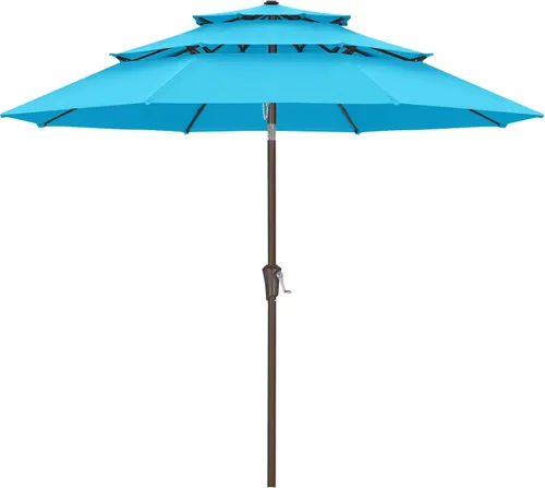 Vista 25 de ABCCANOPY Sombrilla solar de patio de 3 niveles de 11 pies, 32 luces LED Beige