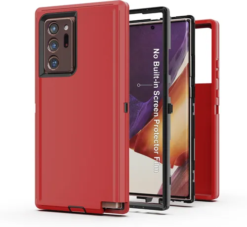 Vista 10 de Funda para Galaxy Note 20 Ultra 5G, funda protectora resistente con [3 capas] Cubierta de protección de goma resistente a prueba de golpes