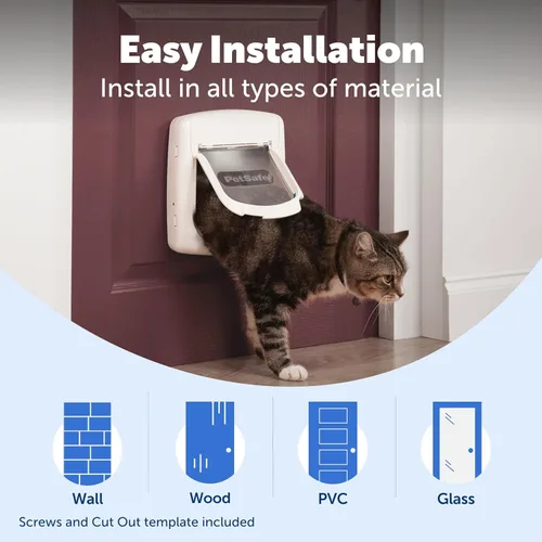 Vista 4 de PetSafe, Solapa magnética de lujo para gatos, entrada selectiva, bloqueo de 4 vías, color blanco