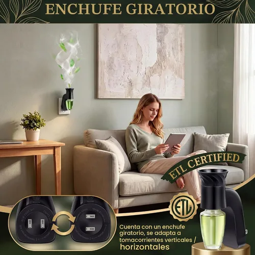 Vista 6 de Paquete de 1 enchufe de fragancia de pared compatible con repuestos de Bath & Body Works, color negro Compatible con repuestos WallFlower de Bath