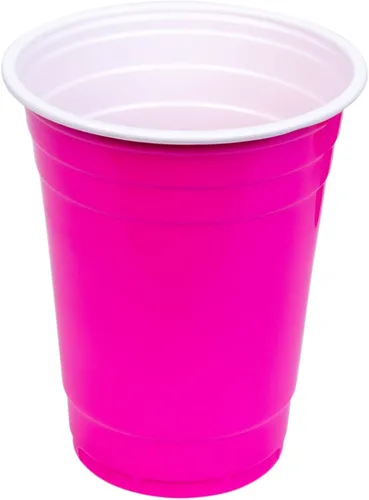 Vista 3 de Glad Paquete divertido de vasos de plástico en 4 colores: rosa, verde, azul y amarillo, vasos resistentes para fiesta en colores brillantes, ideales