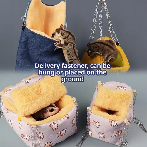 Vista 5 de MANON ROSA Hamster Hideout - Cama de invierno - Acogedora jaula para mascotas, almohadilla térmica y hamaca colgante para animales pequeños