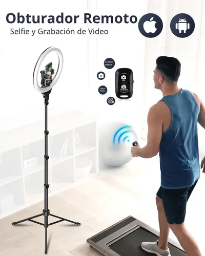Vista 5 de UBeesize Anillo de luz LED de 12 pulgadas con soporte de trípode de 62 Luz para selfie regulable para grabación de video, transmisión en vivo Negro