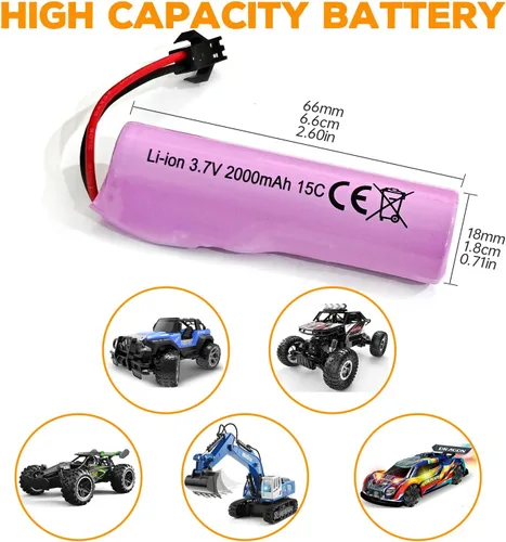 Vista 2 de sea jump 3 unids 3.7 V 2000 mAh SM-2P Plug batería de litio con cable de carga USB para DE68 DE44 DE45W DE45 DE58 DE49 DE57 DE70 vehículo