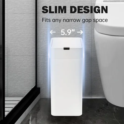 Vista 10 de SYNCVIBE Paquete de 2 cubetas de basura para baño con tapa - 2.5 galones y 4 galones con sensor de movimiento, basurero inteligente, papelera