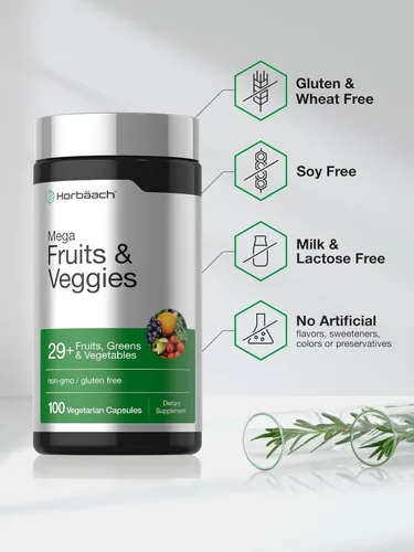 Vista 5 de Horbäach Mega Frutas y Verduras Suplemento 100 Cápsulas