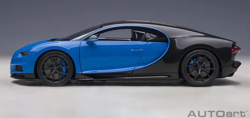 Vista 3 de Autoart 2019 Bugatti Chiron Sport French Racing Blue y Carbon 1/18 Model Car