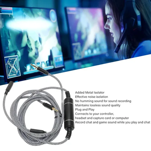 Vista 2 de Chat Link Pro Cable Replacement for Elgato HD60 S HD60 Pro Cam Link 4K60 Pro Capture Card, 8.5ft No Noise Chat Adapter, for Xbox One for PS4 for