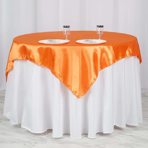 Vista 30 de Efavormart Paquete de 5 Sobremanteles Cuadrados de Satén de 60" para Decoraciones de Mesa de Bodas, Catering y Fiestas, Cubierta de Mantel Negro