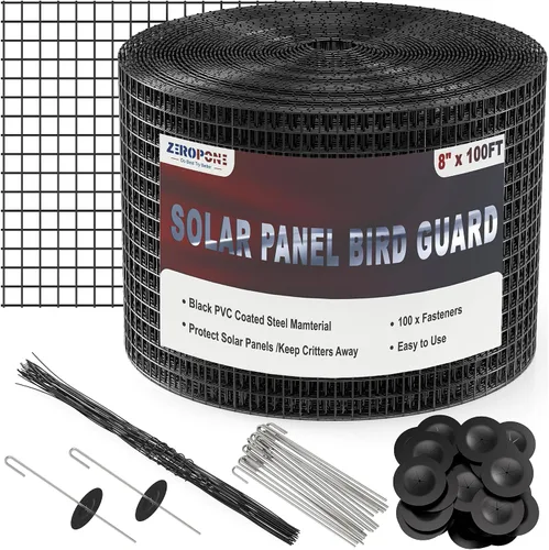 Vista 8 de ZeroPone Panel solar de 6 pulgadas x 50 pies, protector de aves para paneles solares con 50 sujetadores de acero inoxidable, rollo de alambre