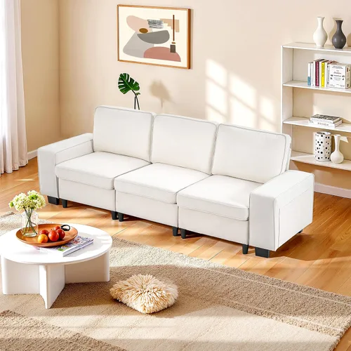 Vista 8 de VEVOR Sofá modular de 3 plazas de 100 pulgadas, cómodo sofá con asientos profundos y almacenamiento oculto, diseño moderno para sala de estar