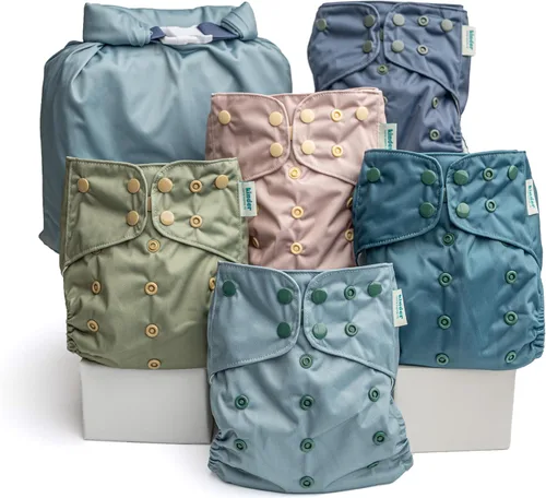 Vista 39 de Big Adventure Kinder - Juego de 5 pañales de tela reutilizables para bebé, estilo de bolsillo, jersey atlético que absorbe la humedad, insertos