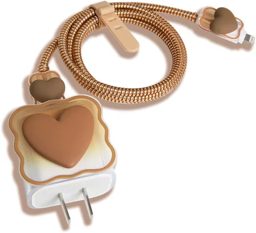 Vista 19 de Compatible con iPhone de 18 W/20 W, funda de cargador USB-C, bonito protector de cargador suave transparente con ondas de corazón 3D, bonito