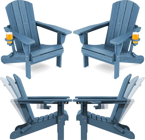 Vista 29 de SERWALL Silla Adirondack plegable ajustable, silla Adirondack reclinable con 3 posiciones reclinables, HDPE para todo tipo de clima, Adirondack