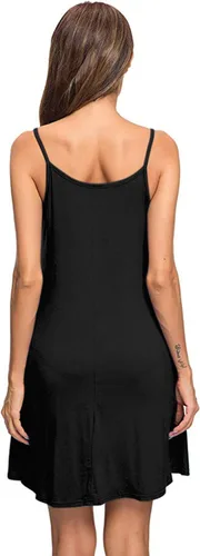 Vista 2 de MISFAY Vestido de verano para mujer, con tirantes delgados, casual, con vuelo, salida de baño para playa, con bolsillos