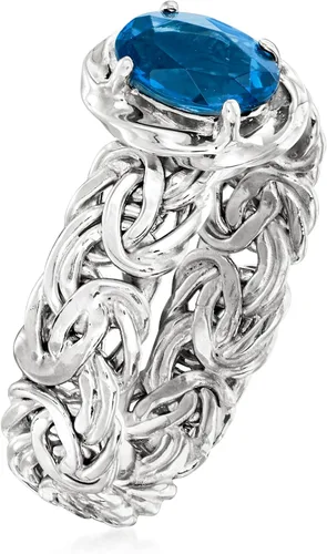 Vista 3 de Ross-Simons Anillo bizantino de topacio azul Londres de 1.00 quilates en plata de ley