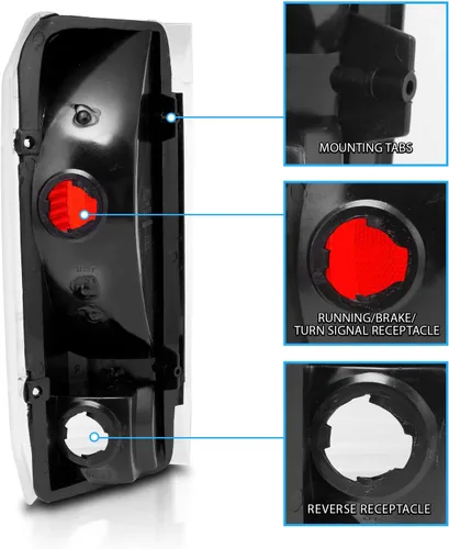 Vista 5 de AmeriLite - Juego de luces traseras de freno de repuesto color negro Euro para Ford F-Series/Bronco 1989-1996 - Lado del pasajero y del conductor